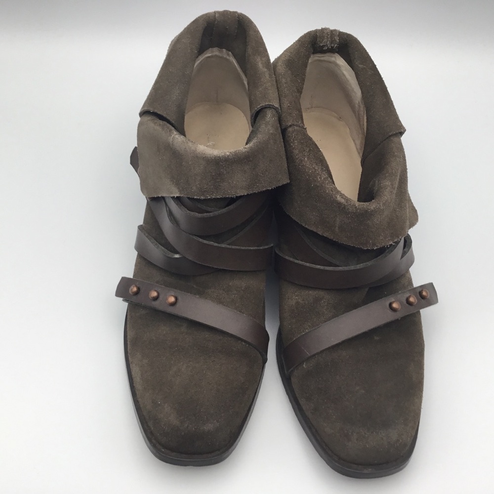 $200 JOE'S JEANS Landon brown leather wrap & stud boot bootie 7.5M 7.5 - Picture 4 of 7